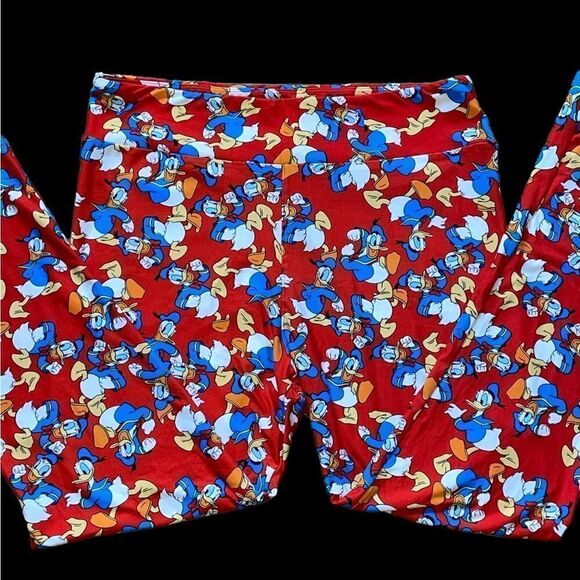 LuLaRoe Women’s TC Red Disney’s Donald Duck Leggings Adult Sizes XL Comfy NWOT - Picture 7 of 16